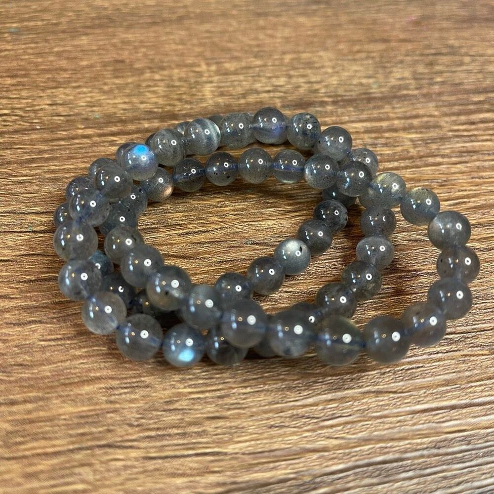 Labradorite high quality super flashy stretch beaded bracelet ONE new handmade